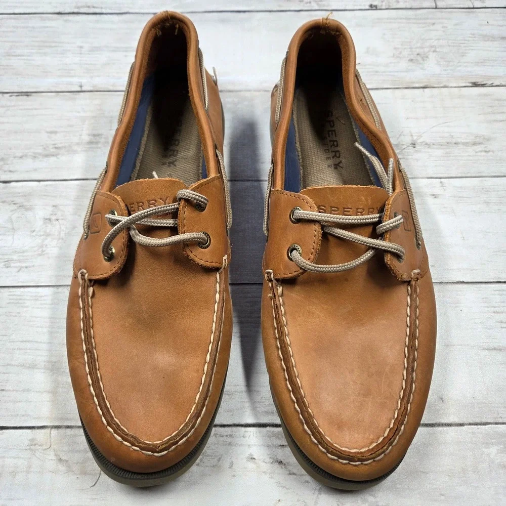 Sperry Top-Sider 0777894 Boat Shoes Men 10M Tan Leather Classic Nautical Loafers